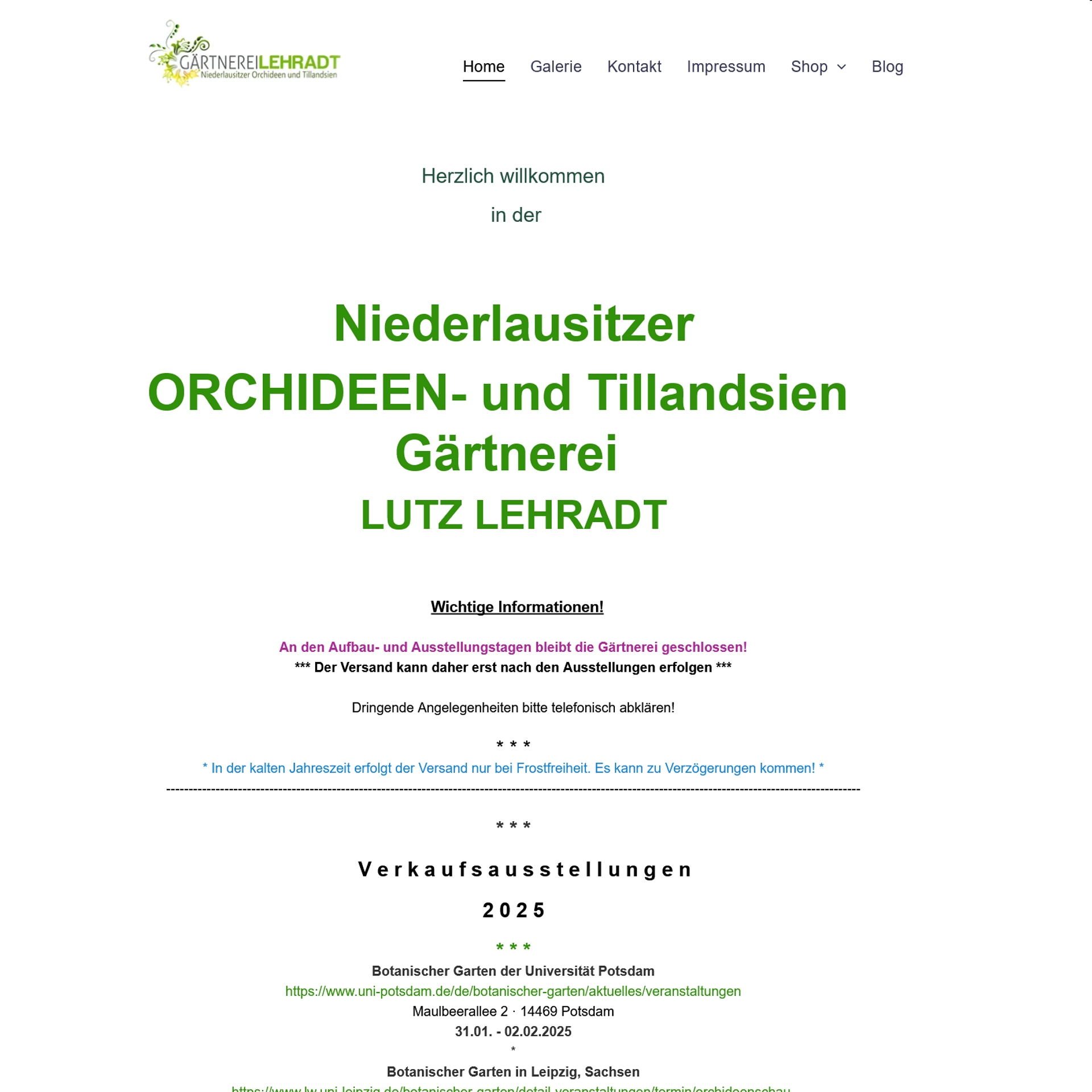 Niederlausitzer Orchideen und Tillandsien Gärtnerei Lehradt