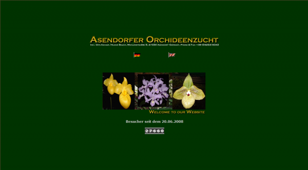 Asendorfer Orchideenzucht, Homepage